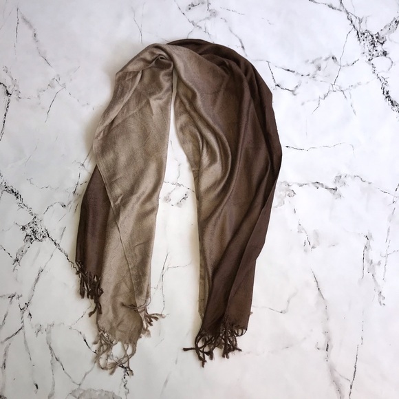 Pashmina Scarf Silk Blend Brown Ombre Effect - Picture 1 of 4